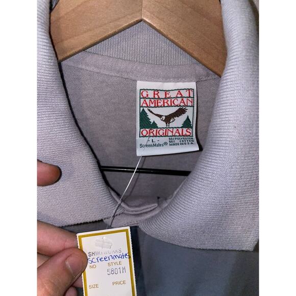 1980s Vintage Screenmates Great American Originals Gray Polo Shirt Blank VTG 80s - Picture 6 of 9